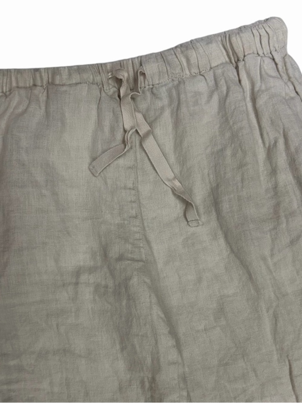 Quince Women 100% European Linen Pants XS Beige Pajama Lounge Lagenlook Pull On